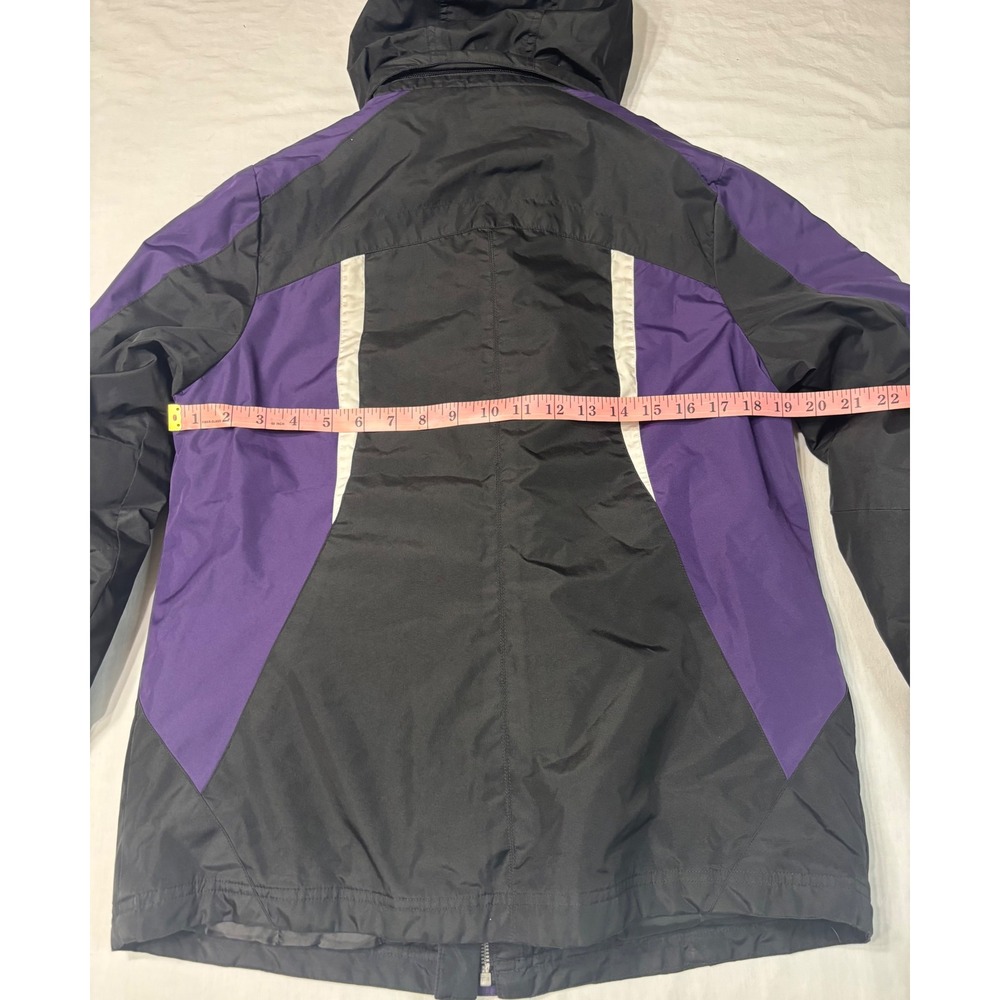 St Johns Bay 3-in-1 Systems Jacket Womens Small Black Purple Hooded Puffer Liner - Picture 7 of 13